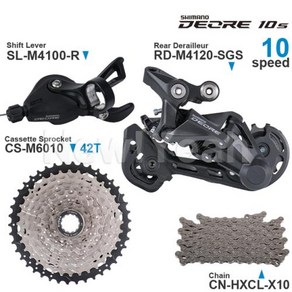 휴비나인 바이클파츠 DEORE 10 속도 그룹 세트 포함 M4100 시프터 M4120 M5120 리어 디레일러 카세트 42T 46T 50T 및 X10 체인 자전거 부품, China, SLn CS 42T M4120 - China, 1개