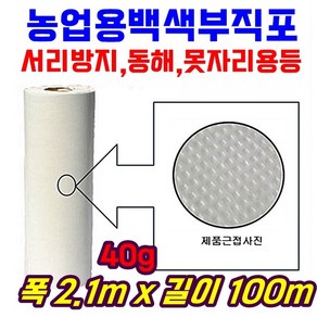 농자재 서리방지부직포 백색부직포 못자리 마늘 양파 월동 보온 냉해방지 UV첨가 40g x 2.1m x 100m, 1개