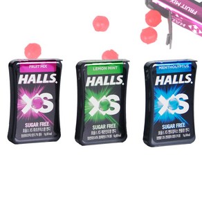 HALLS 호올스 XS 멘톨 사탕 졸음방지 미니 캔디 6개 교차가능 (후르츠믹스3+레몬민트3개), 1세트