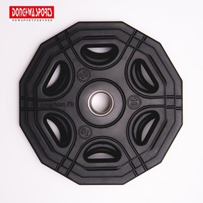 아메리칸 12각 원판 6홀 블랙 2.5 ~ 20kg (1개씩판매) [동화스포츠 공식 제품], 10kg, 1개