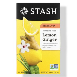 Stash Tea 스태쉬티 스타시티 허브티 레몬 진저 생강 디카페인 20티백 34G