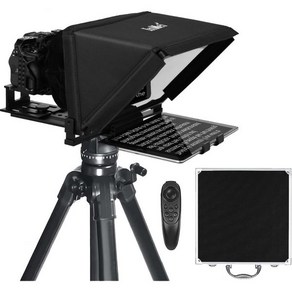 원격 앱 제어 기능이 있는 Inmei TX12 텔레프롬프터 13인치 금속 iPad 스마트폰 DSLR 카메라와 호환 가능 휴대용 케이스로 접을 수 있음 조립이 용이함, 1개