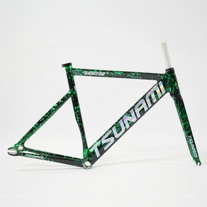 자전거프레임 쓰나미 SNM200 프레임 세트 700C 알루미늄 고정 기어 자전거 레이싱 트랙 Fixie M/L 크기 단일 속도 부품, [02] L(175cm-185cm), [02] Pyotechnic geen, 1개
