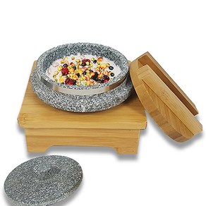 대흥석기 천연 곱돌솥 15cm + 대나무 받침대 세트, 1개