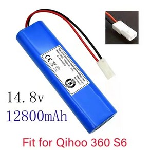 치후 .360 S6배터리팩 14.8V 12800mAh 로봇 진공 청소기 예비 부품 액세서리 교체 배터리, [02] 1pcs 배터리, 1개