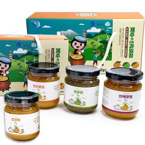 제주 과일청 4종 선물세트 (병당150g) (한라봉+풋귤+천혜향+감귤), 1개