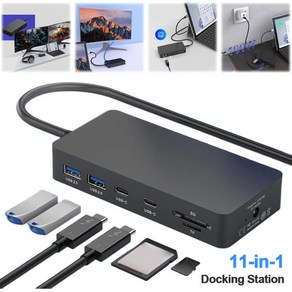 전원 포트 C 타입 허브 도킹 스테이션 서피스 프로 11 10 9 8 X용 W 3 USB 2 USB C 포트 PD 100W 5Gbps 데이터 11 인 1 허브7, 한개옵션1