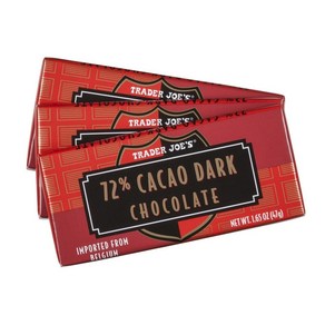 1.65 Ounce (Pack of 3) Cacao Tade Joe's 72% Ca 1.65온스(3팩) 카카오 Tade Joe's 72% 카카오 벨기에 다크 초콜릿, 3개, 46g