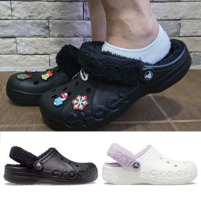 [국내매장판] 크록스 CROCS 바야 라인드 퍼즈 PUZZ 스트랩 털크록스 + 겨울 크리스마스 악세사리 포함