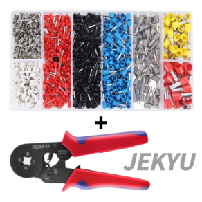 JEKYU 펜홀단자1200pcs 압착기1개 페룰 펜홀 페놀 feule 핀 단자 커넥터 터미널 디오일렉 크림프 배선 전선 연결, 1개