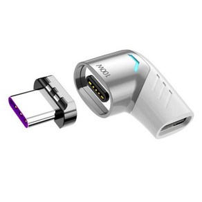 FONKEN 100W Usb C to Type C 마그네틱 어댑터 고속 충전 Usb Type C 자석 변환기 마그네틱 케이블 직각 Usbc 커넥터, 협력사, 하얀, 1개