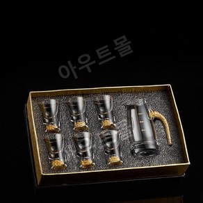 아우트 연태고량주잔 빼갈 백주 수정방 술잔 6개 세트, 주잔6개 + 분주기1개 set, 1개