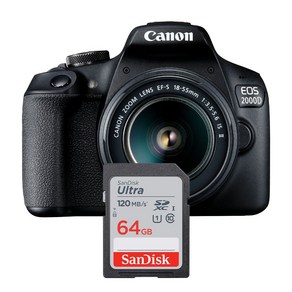 캐논 EOS 2000D DSLR 카메라 메모리카드 샌디스크 울트라SD 64GB