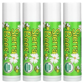 시에라 비 오가닉 보습 립밤 립케어 Siea Bees 4개입, 민트 버스트, 4 Count