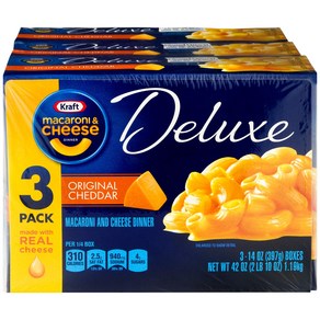 Kraft Deluxe Cheddar Macaroni and Cheese Meal 크래프트 디럭스 체다 마카로니 및 치즈밀 14oz 3 팩