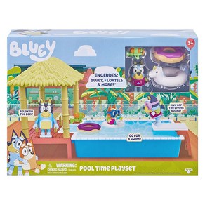 Bluey 수영장 놀이 세트 및 피규어 6.4-7.6cm(2.5-3인치) 관.. 정품보장, 단일, 1개