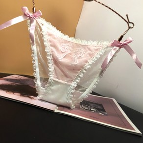 레이스 자수 리본 시스루 망사 팬티 Women's Underpants 뉴타임즈 J240B729