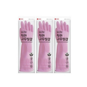 롯데이라이프 착한 고무장갑, (PINK) 분홍, 대(L), 3개