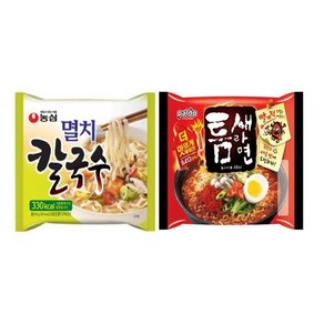 팔도 틈새라면 빨계떡 멀티(5입)1팩+ 농심 멸치칼국수 멀티(5입)1팩 총10봉, 10개