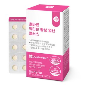 액티브 활성 엽산 플러스, 1개, 60정