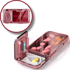 룰루비 알약커팅기 휴대용 보관케이스, 핑크케이스&화이트틀, 1개