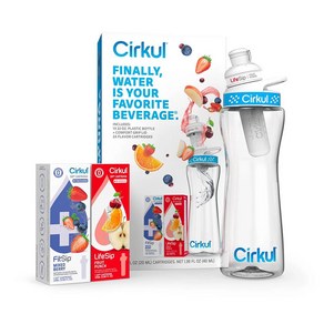 써큘 후르츠 펀치 앤 믹스드 베리 카트리지 +클리어 보틀 Cikul Plastic Wate Bottle State Kit with Blue Lid and 2 Flavo C, 2개, 1g