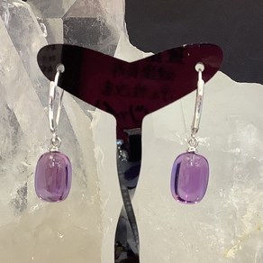 천연 원석 Amethyst 2월탄생석 자수정 11x9mm 실버925 귀걸이