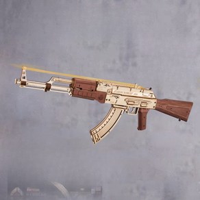 고무줄 총 AK47 슬라이드 반동 DIY 우드 나무총 장난감총, M60, 1개