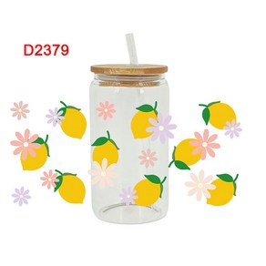 UV DTF 전사 스티커 16oz 컵 랩 딸기 수박 DIY 유리 세라믹 금속 가죽 등용 과일 인쇄 D2379, 01 23cm x 11cm, 05 D2379