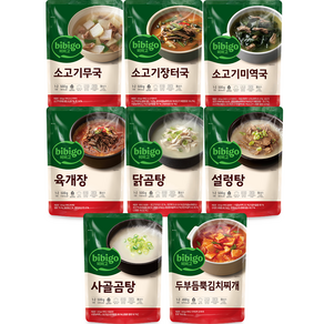 [꾸리미] 비비고 즉석국 8종 (두부듬뿍김치찌개 소고기장터 무국 육개장 미역국 설렁탕 닭곰탕 사골곰탕), 1개