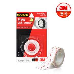 쓰리엠 스카치 VHB 양면 테이프 5210 24mm x 1m, 흰색, 1개