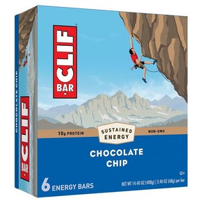 CLIF BAR S 에너지 바 초콜릿 칩 귀리로 제작 식물 기반 식품 채식주의자 코셔 68g 2.4온스 단백질 6개 포장은 다를 수 있음