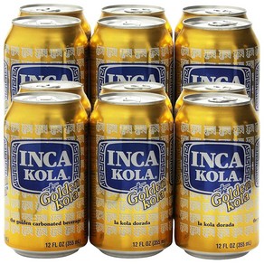 Inca Kola Golden Cabonated Beveage Soda - la kola do 잉카 콜라 황금 탄산 음료 소다 - 라 콜라 도라다 - 12 온스 캔 - 12p, 355ml, 12개