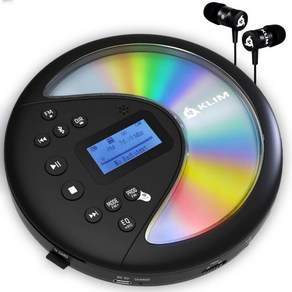 KLIM Discove + 휴대용 CD 플레이어 워크맨 내구성 있는 배터리 +헤드셋 라디오 FM 호환 MP3 SD 카드 송신기 블루투스 자동차에 이상적, 1개