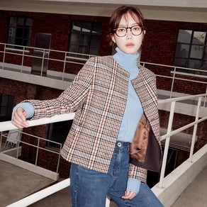 베스띠벨리 23F/W 울 블렌디드 체크 노카라 자켓 BHJ2120BEP