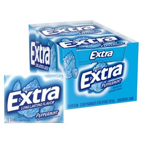 Exta Peppemint Gum 엑스트라 페퍼민트 무설탕 껌 15개입 20팩, 2.5g, 150개