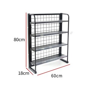 약국 진열대 편의점 슈퍼 수납장 블랙 마트 슈퍼마켓 약국 랙 65x50x18cm, 4단 높이80*폭60*깊이18cm다크브라운기본발화이트라