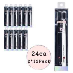 Tiss 딥클린 0.18mm 실크 미세모 칫솔 커플팩, 12개, 2개입