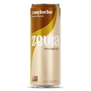 Zevia 제로 칼로리 소다 크리미 루트 비어 355ml(12oz) 매끄러운 캔