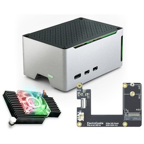 라즈베리파이5 컴팩트 알루미늄 방열 케이스 [CP] + M.2 NVMe SSD 쉴드 [ECR5 SSDS]