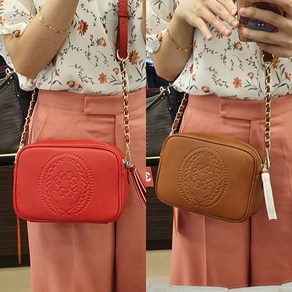 엘레강스 [NEW COLOR!!당일출고!!인기상품!!]러블리 네츄럴 로고 인장 마크 포인트 체인 미니 바디크로스백 폴로리아백