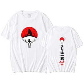 KORELAN 여름 얇은 반팔 느슨한 일본 애니메이션 나루토 티셔츠 Uchiha Family Half sleeve Tide