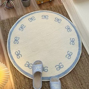 도림 감성 리본 부드러운 워셔블 원형 러그 거실 단모 카페트
