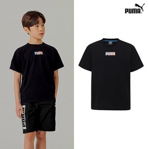 [푸마 키즈] [PUMA] NEW 푸마키즈 주니어 소프트 코튼 반팔티셔츠 블랙