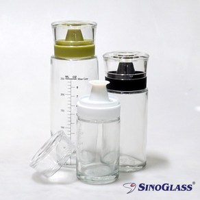 시노글라스 맑고 투명한 유리 실리콘 오일병 100ml(2p) 170ml(2p) 300ml(1p)/선물포장가능, 300ml(1p)_블랙, 1개