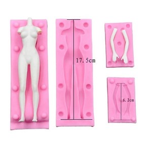 인형 바디 몰드 클레이 전신 실리콘 수제 소프트 머드 아트 장식 도구, 1개, 1. Female body mold