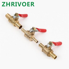 호스 바브 인라인 황동 물 오일 공기 가스 연료 라인 차단 볼 밸브 파이프 피팅 6mm-12mm 빨간색 핸들 소형, [02] 10mm Bab, 1개