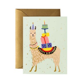 라이플페이퍼 Llama Bithday Cad 생일 카드, 단품