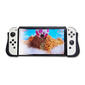 독충전 가능 nintendo switch OLED 그립 커버 케이스, 블랙 (133-1011), 1개