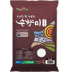 수향미 2024년산 햅쌀 골든퀸 3호 백미, 특, 4kg, 1개